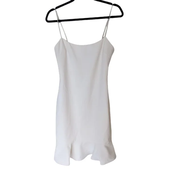 LIKELY x REVOLVE Banks White Flounce Ruffle Hem Mini Dress Size 6 - Picture 4 of 12